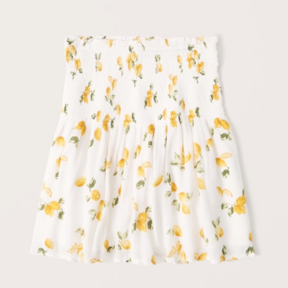 Abercrombie & Fitch AF - Resort Smocked Lemon Ivory Mini Skirt - XS